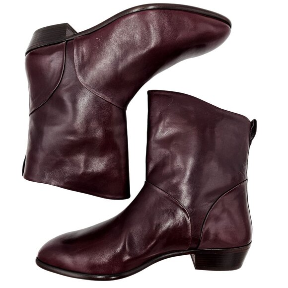 14D Vintage NEW Bally Calfskin Leather Dress Boots Burgundy Brown Italy with Box - Picture 7 of 16